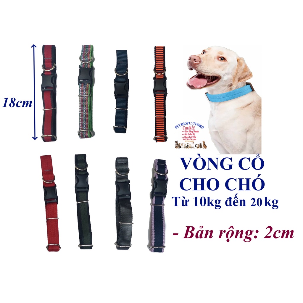 Vòng cổ cho Chó từ 10kg đến 20kg Bản rộng 2cm Chất liệu dù cao cấp, Chắc chắn, An toàn cho thú cưng
