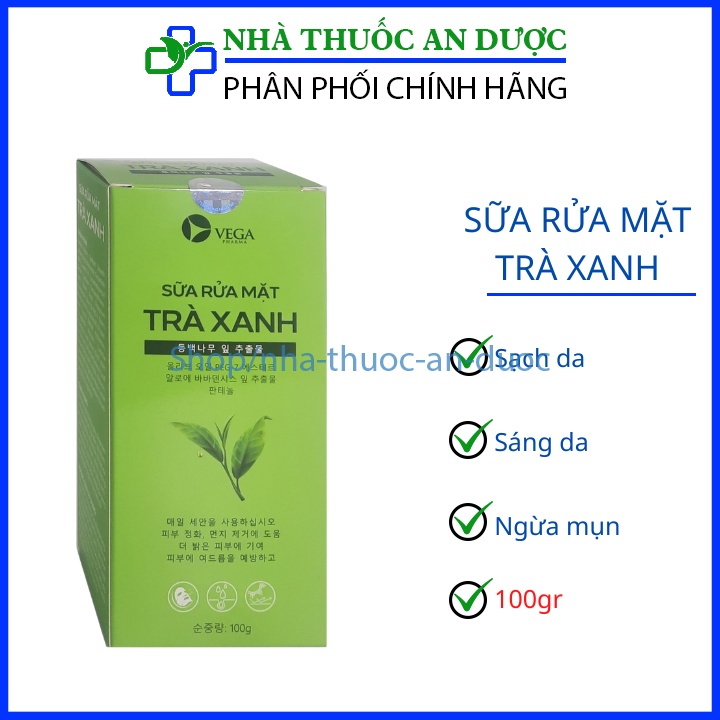 Sữa rửa mặt trà xanh làm sạch da, loại bỏ bụi bẩn, phù hợp với mọi loại da – 100gr