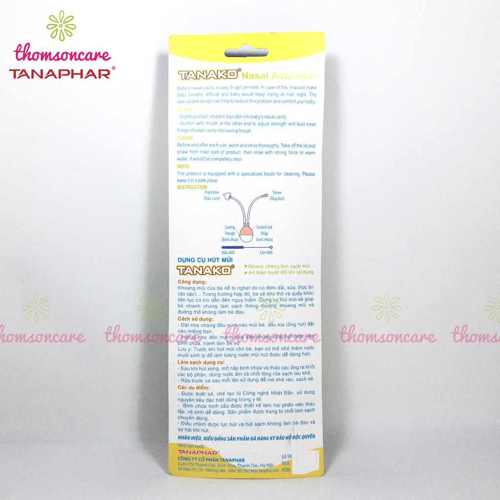 Hút mũi Tanako cho bé, dụng cụ vệ sinh mũi cho trẻ, đầu hút mềm