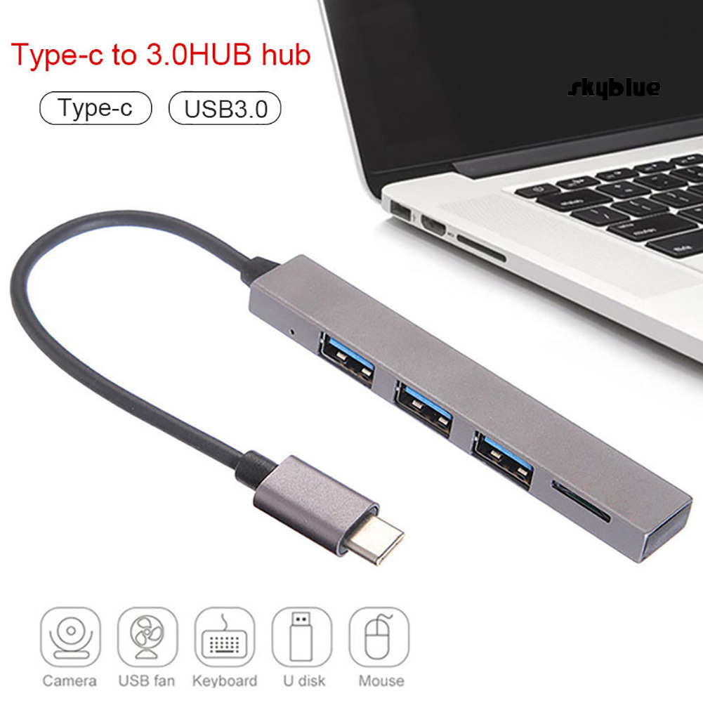 [SK]4 in 1 USB 3.1 Type-C to USB 3.0 TF Reader Slot Hub Adapter for MacBook Pro/Air