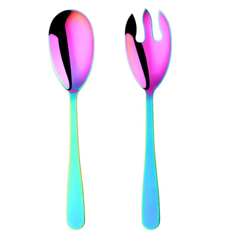 Set 2 Muỗng Nĩa Trộn Salad Bằng Thép Không Gỉ Tiện Dụng Cho Nhà Bếp