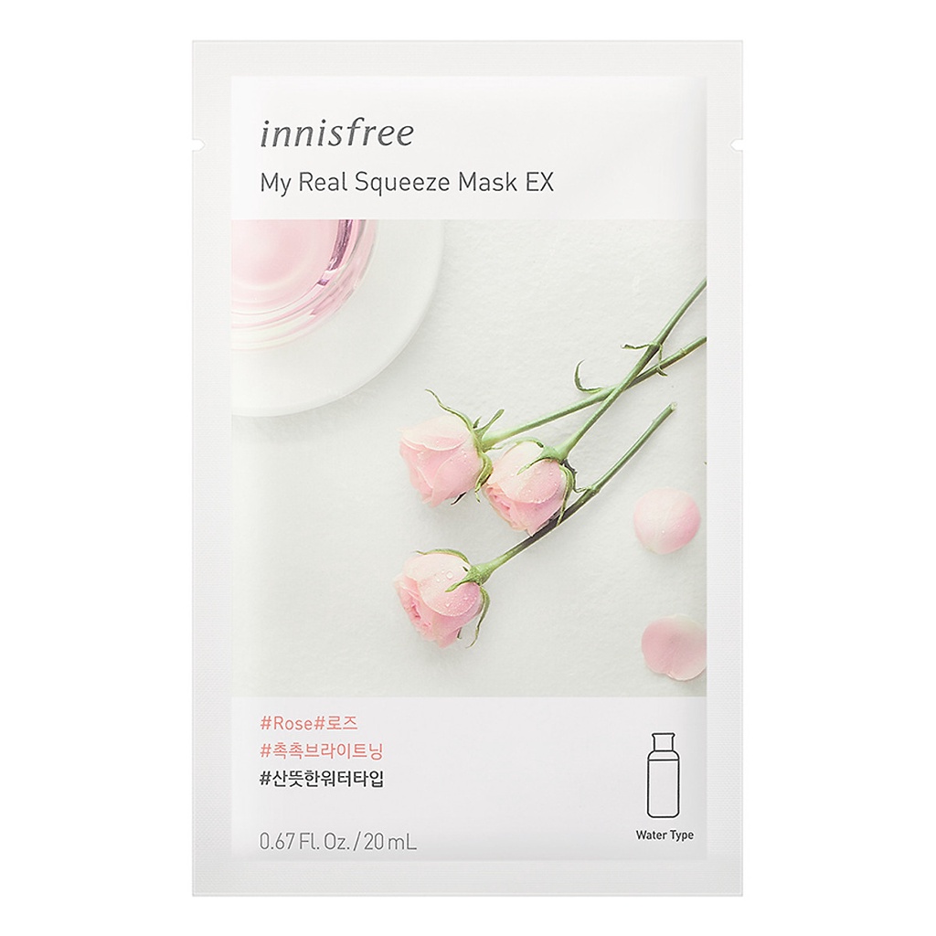 Mặt nạ giấy inisfree My Real Squeeze mask cấp ẩm dưỡg trắng da