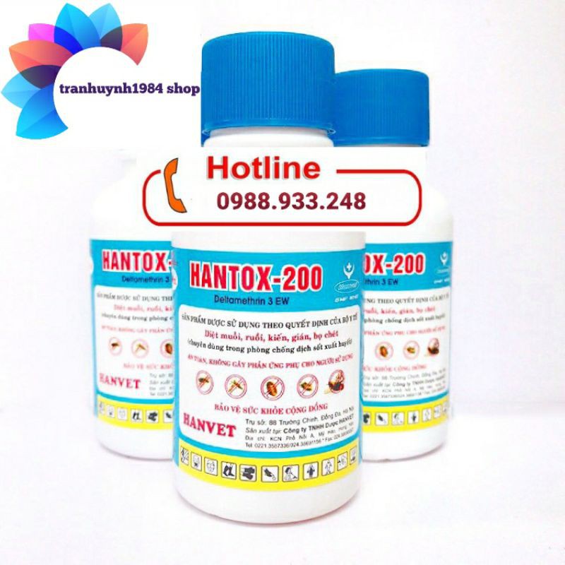 Thuốc phun muỗi, ruồi và côn trùng HANTOX 200 lọ 100ml- Bộ y tế khuyên dùng