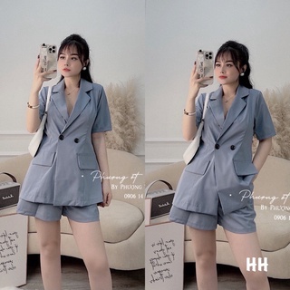 Set vest xanh min sang chảnh