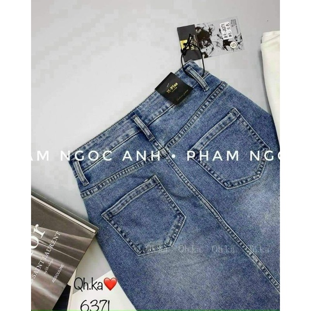 Chân váy jeans dài cúc hàng QCL1