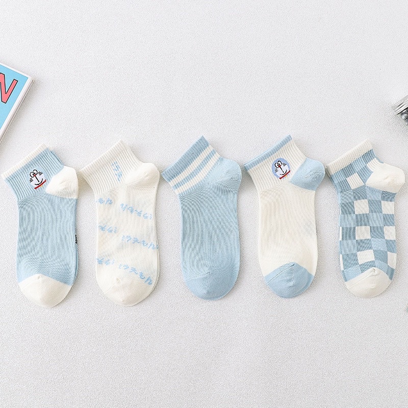 Vớ Tất Cổ Ngắn Doremon Xanh Xinh Xắn Dễ Thương Cotton Kháng Khuẩn Mang Thấp Ngang Mắt Cá Chân MRSOCKS - VN009