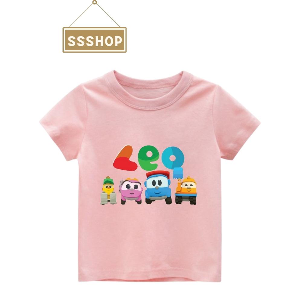 Áo thun trẻ em💖Áo cotton mát mịn họa tiết hoạt hình LEO THE TRUCK cho bé trai và bé gái💖Hình in sắc nét💖05