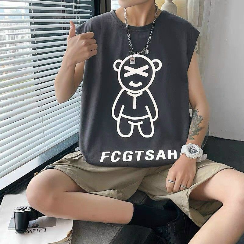 Áo ba lỗ nam phản quang bạc chất cotton mặc hè, áo tanktop thích hợp tập gym thoải mái vận động thời trang trẻ