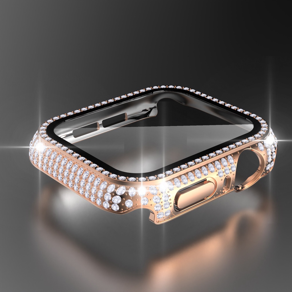 Ốp mặt đồng hồ + miếng bảo vệ màn hình cho Apple Watch Iwatch dòng 6 5 4 3 2 1 38mm 40mm 42mm 44mm