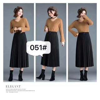 Chân váy xếp ly dáng dài kèm đai