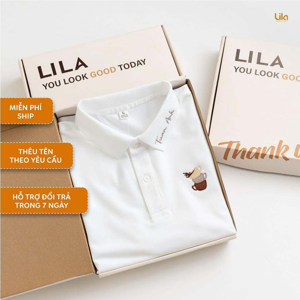 Áo POLO nam NÂU ĐÁ THÊU TÊN theo yêu cầu basic đẹp vải cá sấu COTTON cao cấp giữ form bền bỉ, chống nhăn, lịch sự - LILA