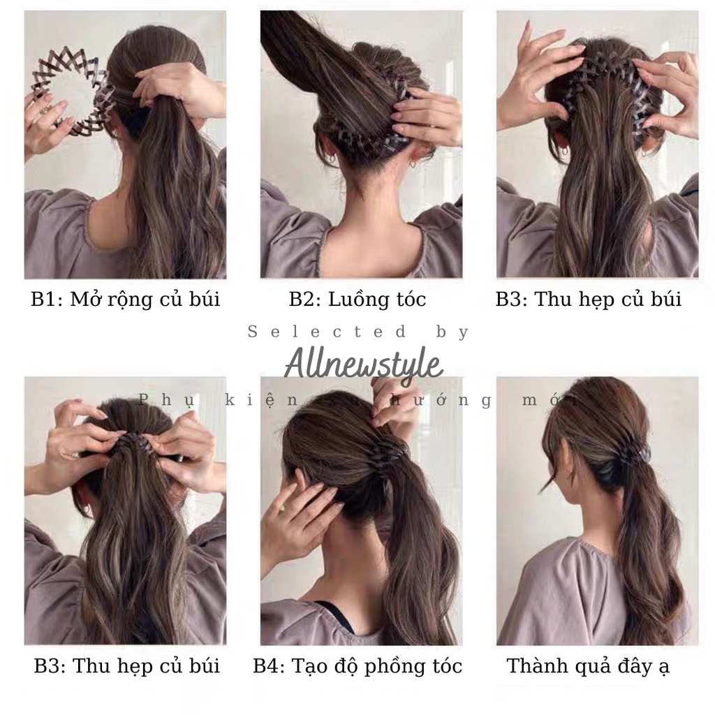 Củ búi tóc Tổ yến Allnewstyle phối lông nhân tạo 4 màu