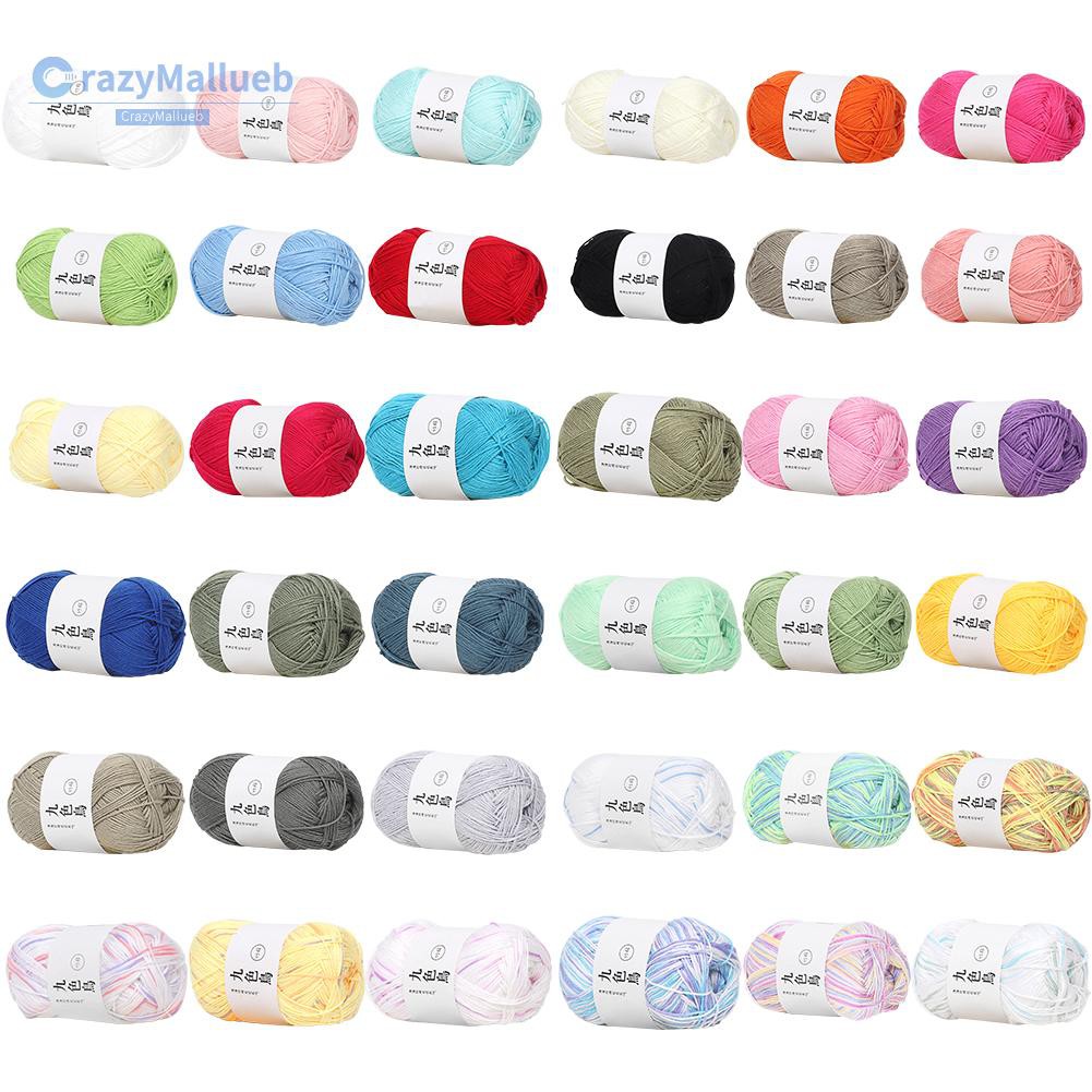 Cuộn len cotton 6 sợi dùng cho thêu đan DIY khăn choàng/áo sweater/mũ cho em bé