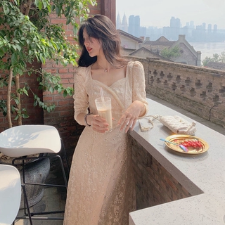 NEW Đầm Maxi Ren Tay Lỡ 3 / 4