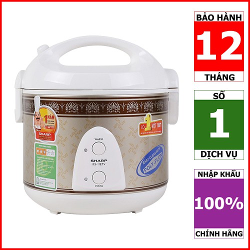 [Mã 159ELSALE hoàn 7% đơn 300K] Nồi cơm điện Sharp KS-11ETV "RB" 1.0 lít (Hàng chính hãng)