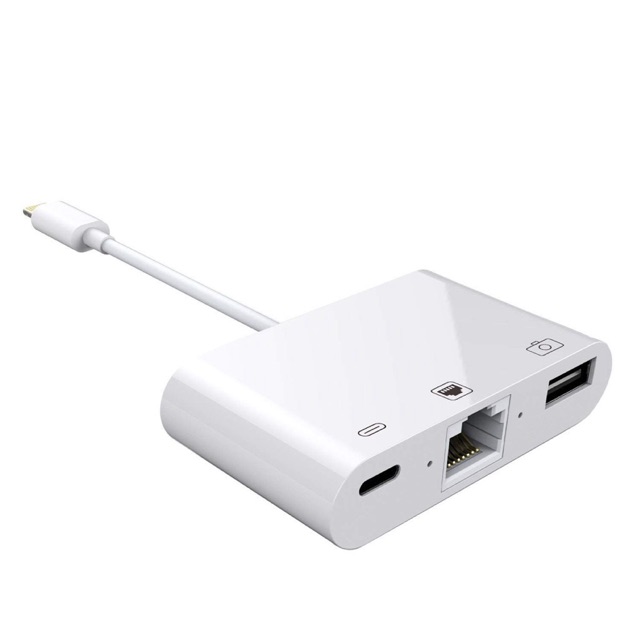  Hub OTG 3 trong 1 cổng Lightning + USB A + RJ45 Ethernet LAN dành cho iPhone iPad