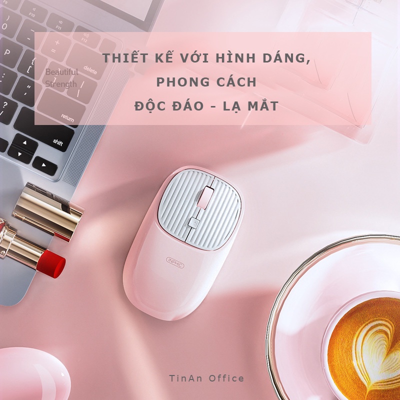 Chuột Không Dây Inphic E8 Chống Ồn, Wireless Mouse