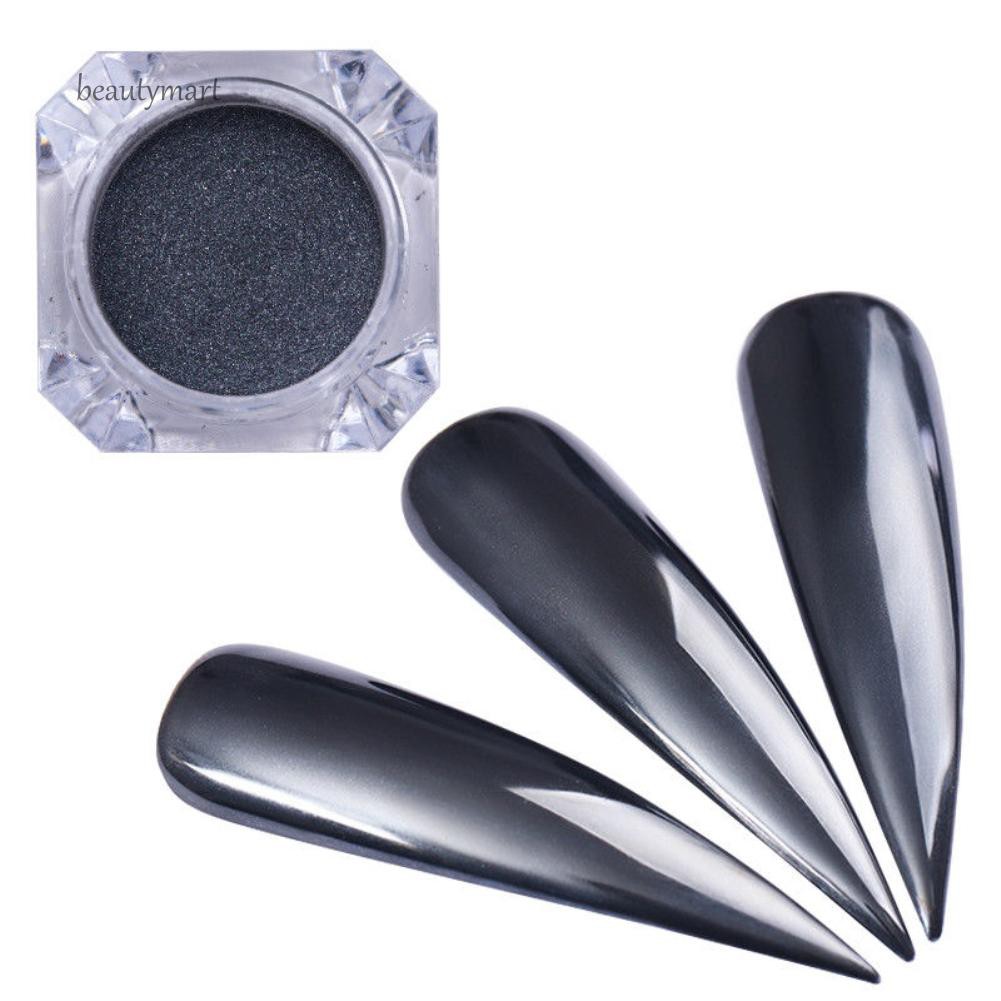 Hộp bột lấp lánh màu đen dùng để trang trí móng tay kèm cọ