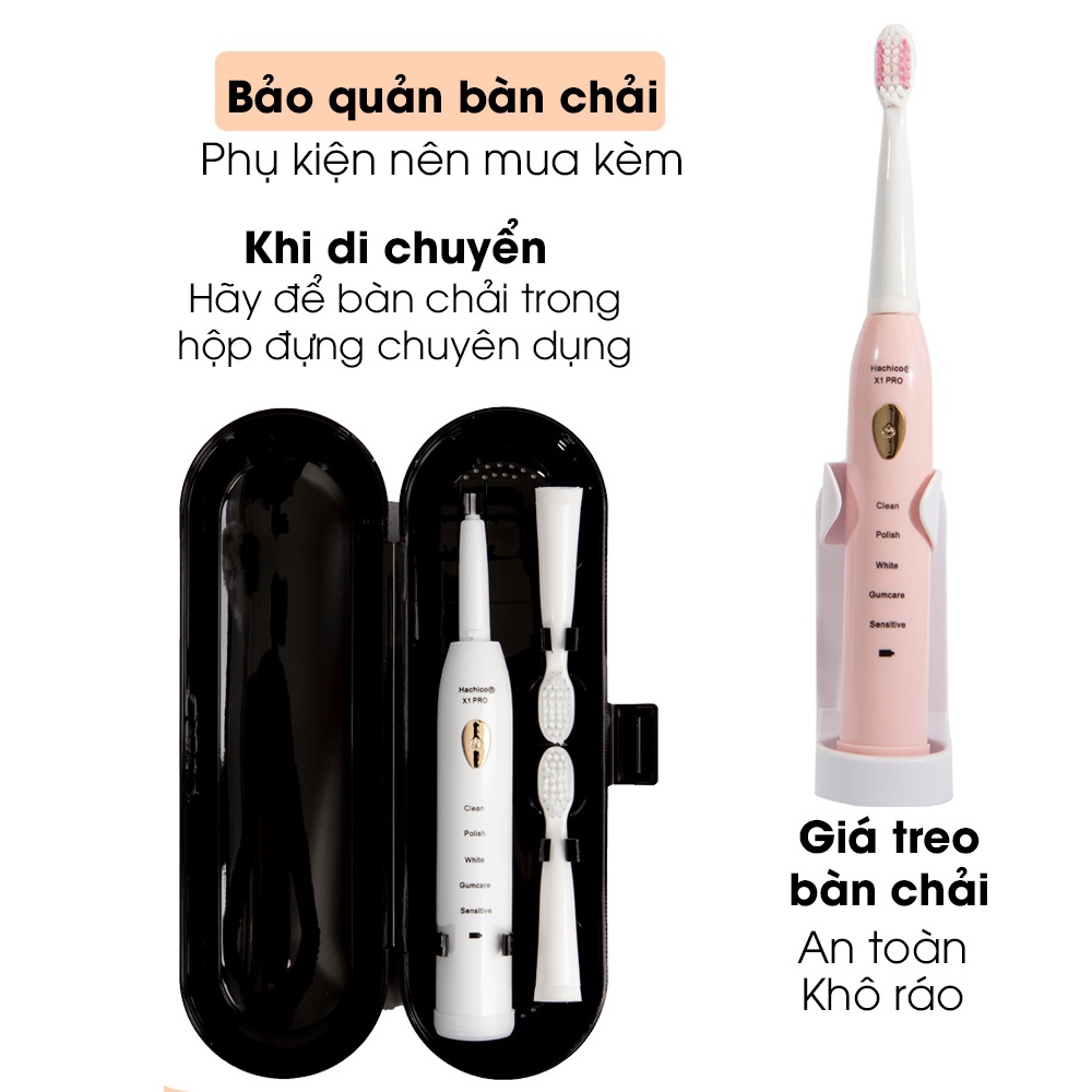 Bàn chải điện  Sonic X1 Pro, bàn chải đánh răng điện bản Pro nâng cấp đặc biệt , có 4 đầu chải BCD04