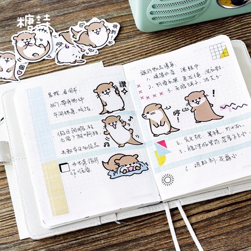 Set 10 sticker tự làm hình rái cá dễ thương để trang trí