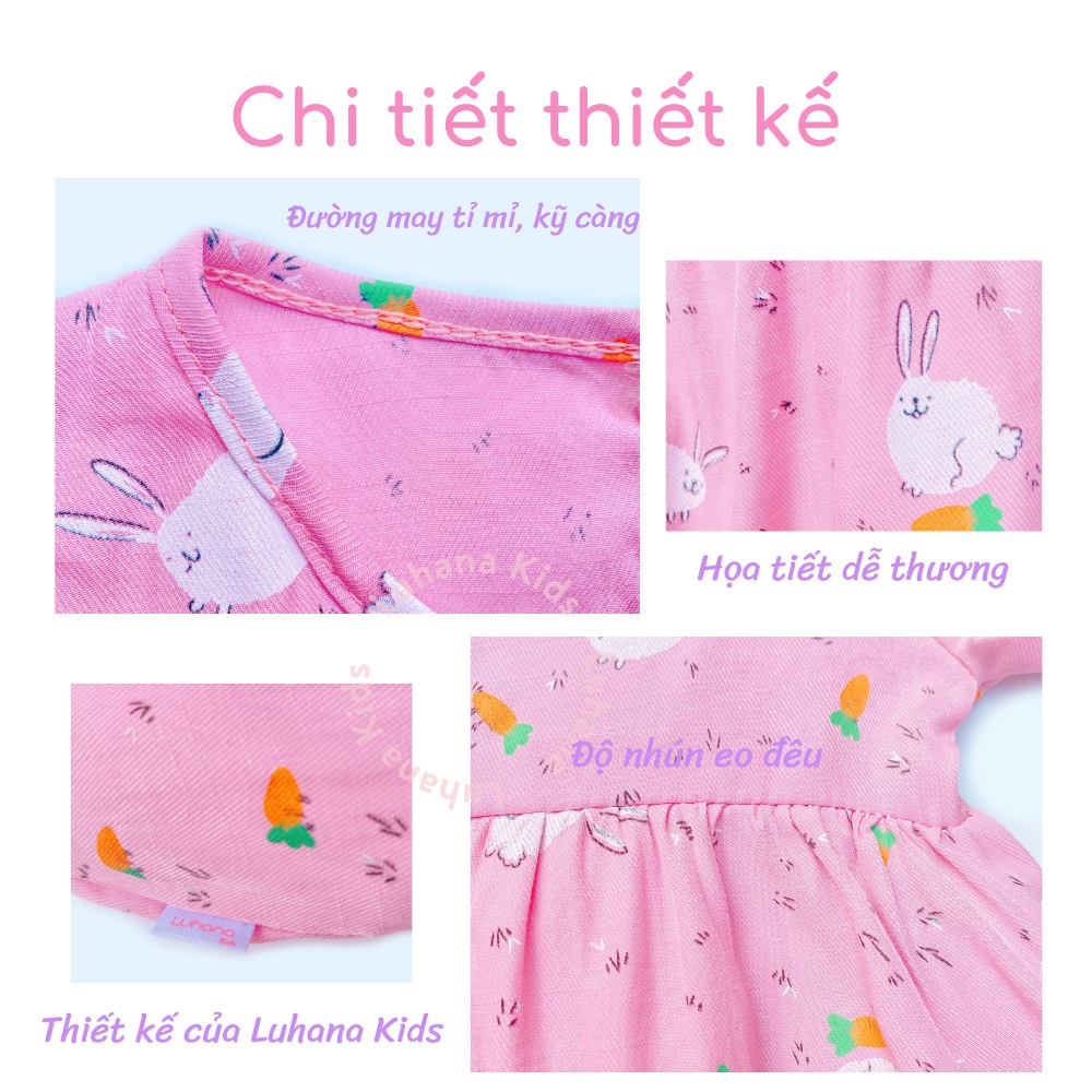 Váy cho bé gái chất đũi lụa thấm hút tốt dáng babydoll công chúa, đầm bé gái 1 tuổi đến 5 tuổi LUHANA