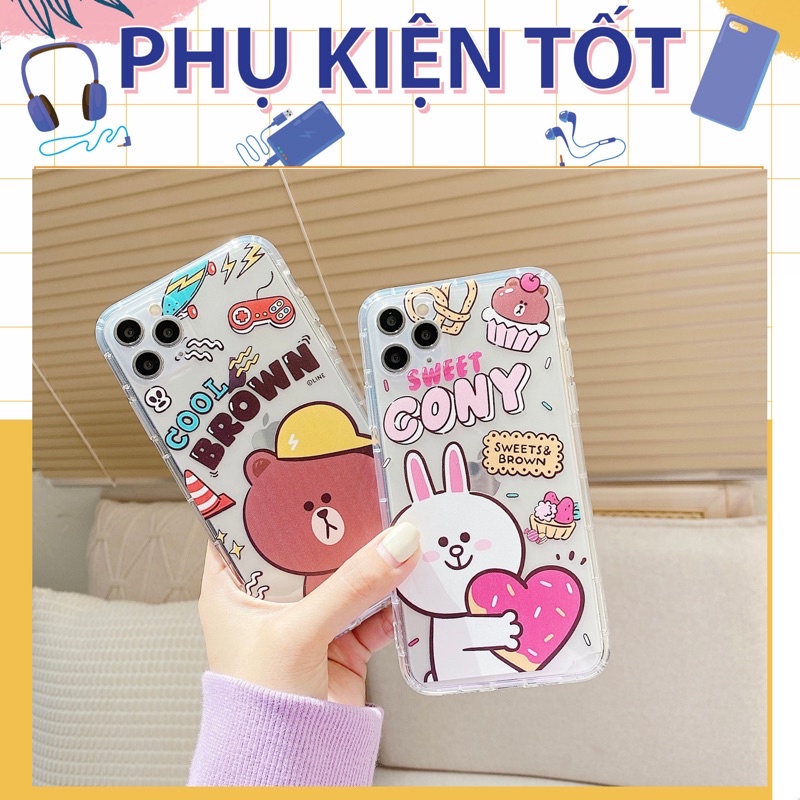 Ốp lưng Case Iphone Dẻo Hình Gấu Brown Trong Suốt Không Ngả Màu 7g/8g/7Plus/8Plus/X/Xs/Xsmax/Xr/11/11Pro/11Promax/12prm