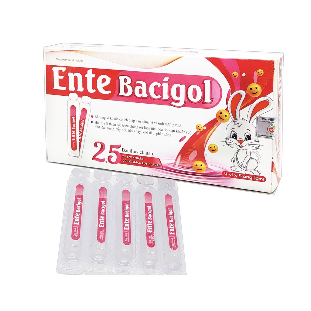 Ente Bacigol men cân hằng hệ vi sinh đường ruột, giảm rối loạn tiêu hóa, tăng cường sức đề kháng, đi ngoài, phân sống