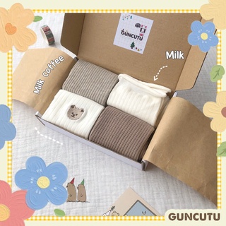 Set vớ tone màu trắng be phong cách Vintage nhẹ nhàng dễ phối làm quà tặng - Guncutu