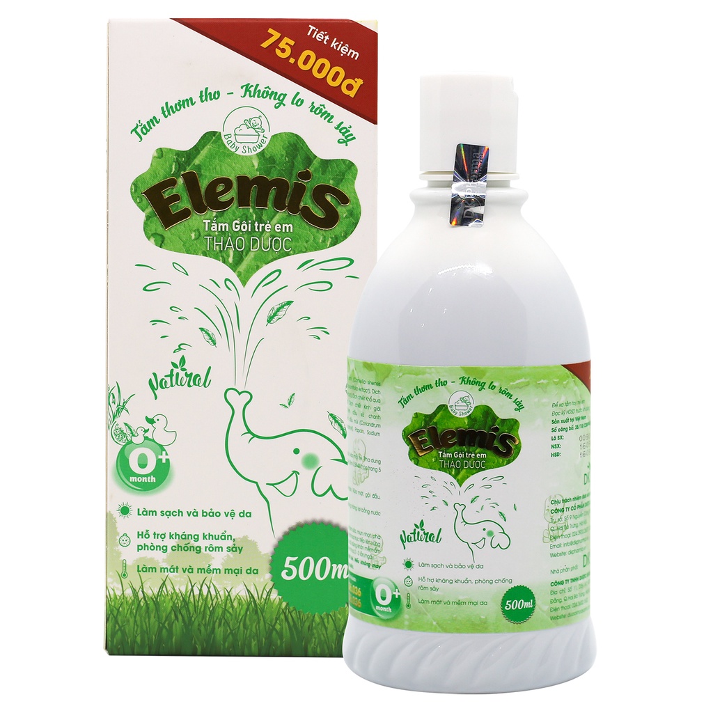 Tắm gội Thảo dược trẻ em Elemis - Hỗ trợ diệt khuẩn, phòng chống rôm sảy, làm mát và mềm da (Chai 500ml/ 200ml)