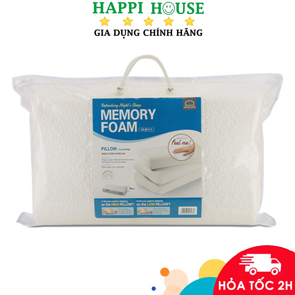 Gối Memory Foam 50D Hình Cong Lock&Lock HLW111 50x30x10cm - chất liệu mút hoạt tính, thiết kế cong theo đầu và gáy