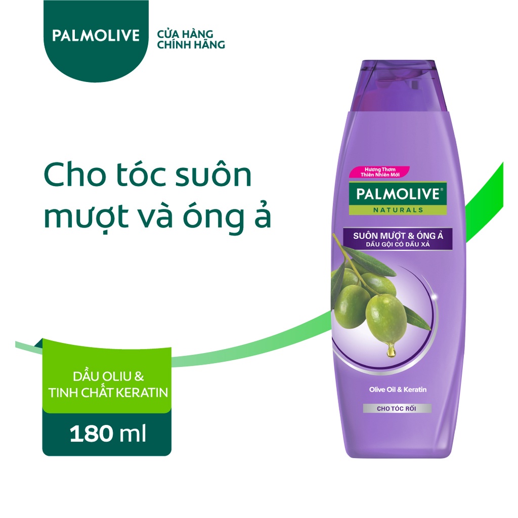 PALMOLIVE DẦU GỘI CÓ DẦU XẢ SUÔN MƯỢT VÀ ÓNG Ả KERATIN CHO TÓC RỐI 180ML
