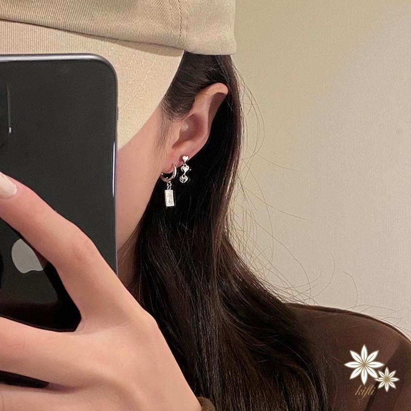 Set 6 Khuyên Tai Tua Rua Hình Trái Tim Màu Đen Phong Cách Hàn Quốc Cho Nữ