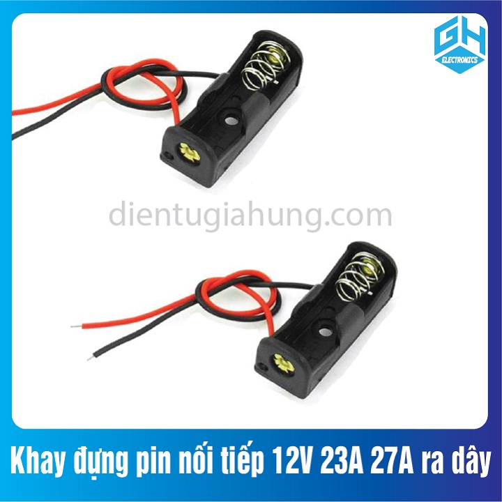 [1 Cái } Khay đựng pin màu đen nối tiếp 12V 23A ra dây 1 cell pin và 2 cell pin
