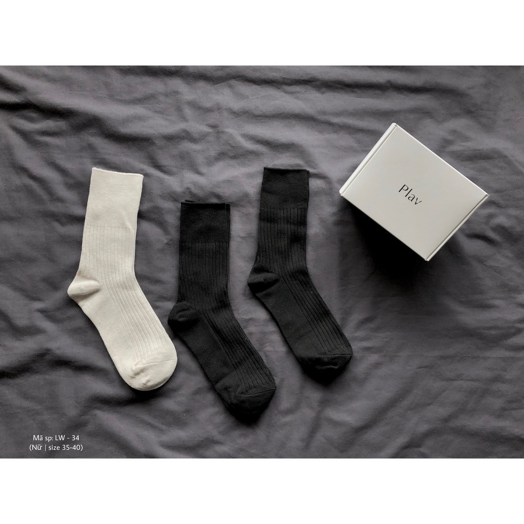 Set 3 đôi tất-vớ nữ cao cổ gân trơn màu [ 𝑾𝒐𝒎𝒆𝒏 ] cotton freesize -PLAV