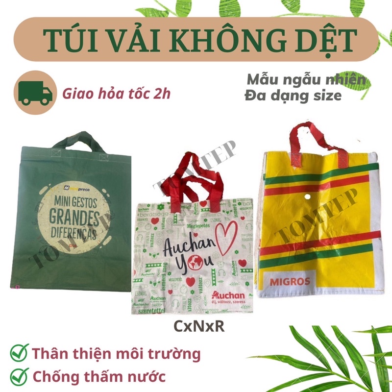 (TỔNG HỢP) COMBO 100 Túi Vải Không Dệt- Thân Thiện Môi Trường- Chống Nước- Nhiều Size và Màu Sắc