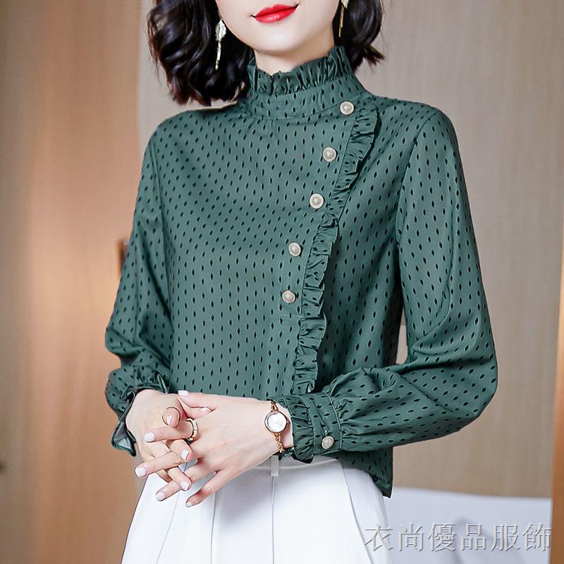 【Hàng Sẵn sàng】 - hàng tốt◙Áo sơ mi Chiffon cổ cao thời trang mùa thu dành cho nữ