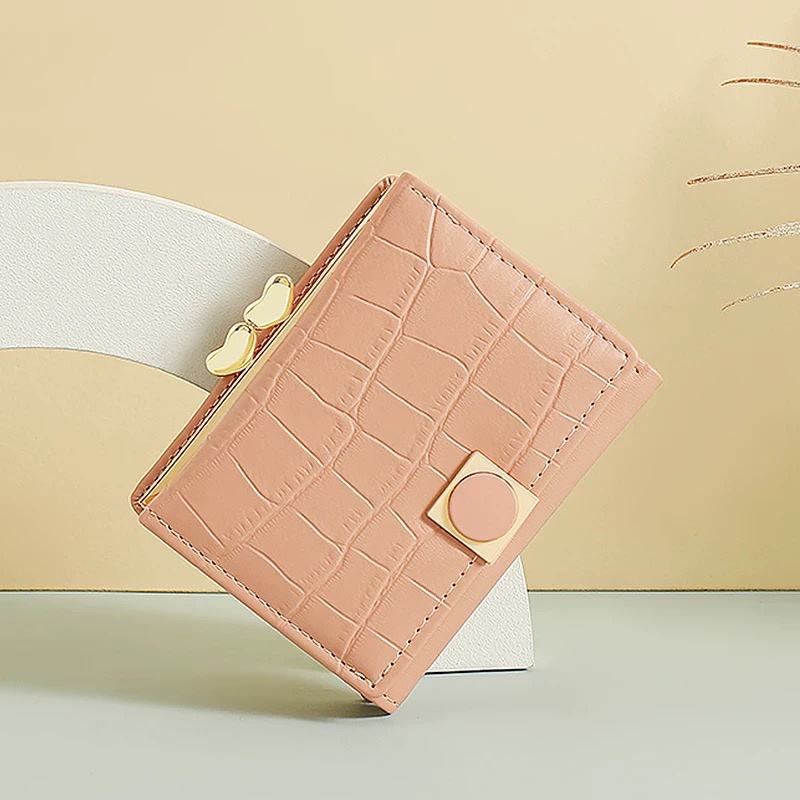 Faya - Ví ngắn ngăn bấm cầm tay da vân V157