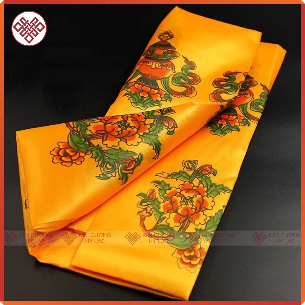 Khăn Khata Bát Cát Tường [Kim Cương Hỷ Lạc] Vẽ Màu 150X28Cm