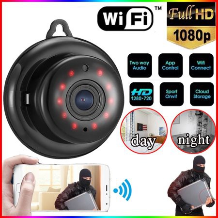 Camera Giám sát Wifi Không Dây Mini V380 đen HỒNG NGOẠI Nhìn Đêm HD 1080