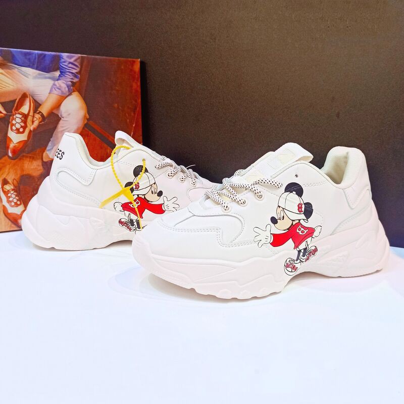 Giày chunky họa tiết Mickey, New York nam nữ, đế độn 4cm, tôn dáng, nhẹ êm