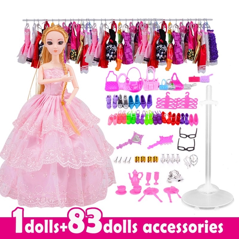 Set 84 món đồ chơi búp bê công chúa thời trang DIY