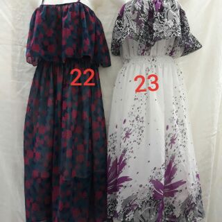 Đầm maxi voan 2 dây bèo