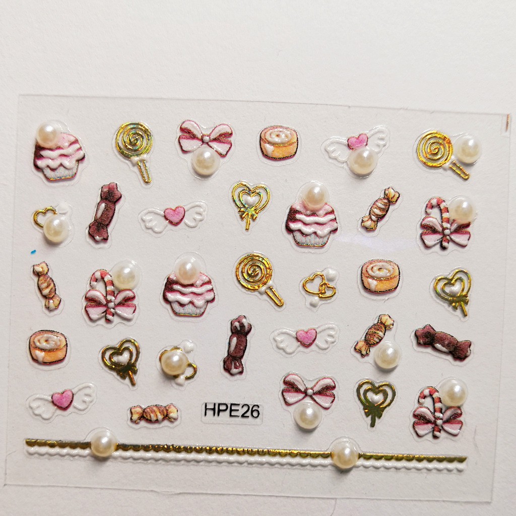 Sticker phối ngọc trai giả chuyên dụng trang trí móng tay nghệ thuật