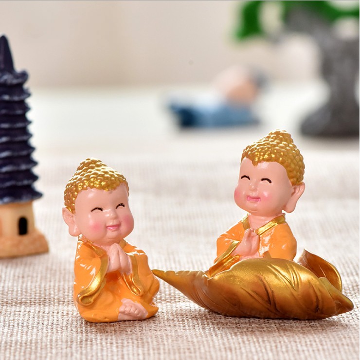 Mô hình Phật Tam Tạng với lá Bồ Đề trang trí tiểu cảnh, làm quà lưu niệm, cầu may mắn bình an