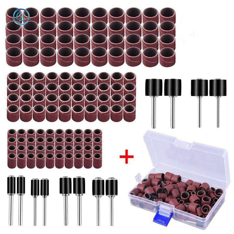 Bộ 132 cuộn giấy nhám với hộp đựng gồm 120 chiếc ống nhám và 12 mũi mài cho dụng cụ xoay chất lượng cao