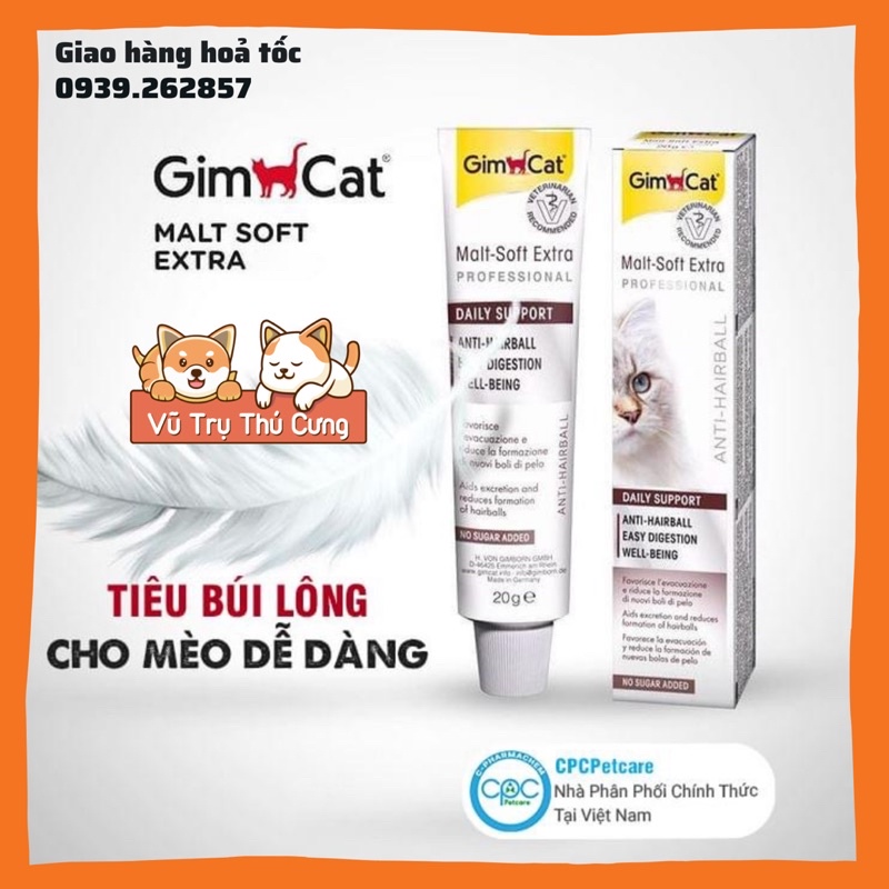 Gel dinh dưỡng cho mèo Gimcat, xuất xứ Đức, gel tiêu búi lông mèo Gimcat