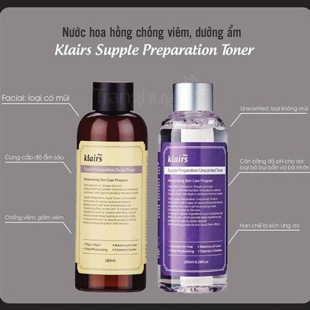 Nước Hoa Hồng Klairs Supple Preparation Toner 180ml