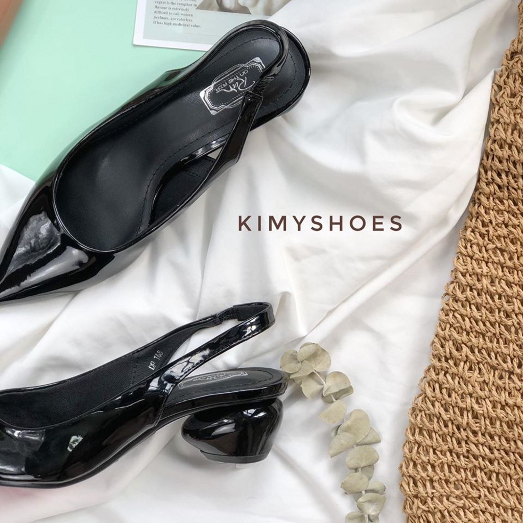Sandal VNXK dáng slingback tiện lợi chất liệu da bóng siêu mềm, thiết kế gót độc lạ 4cm thời trang ( Có video chi tiết )