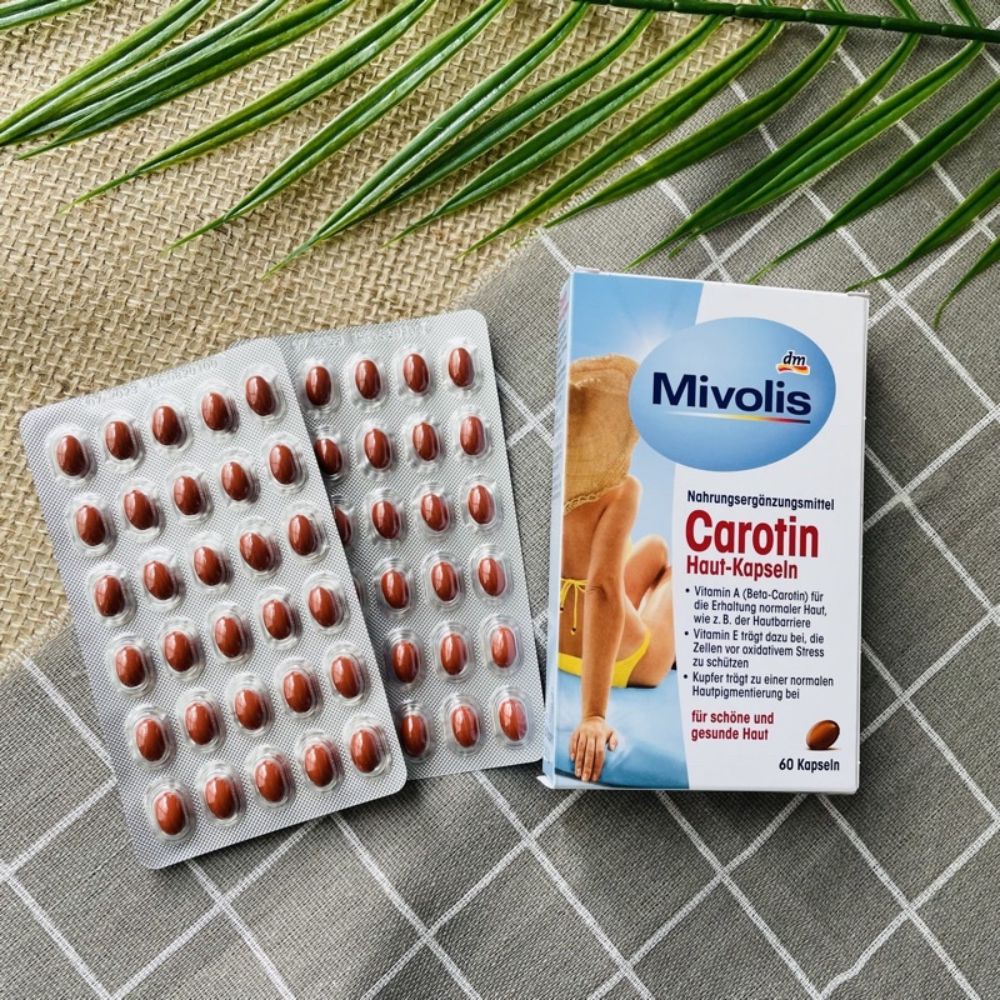 Viên uống chống nắng Mivolis Carotin hộp 60 viên hàng Đức