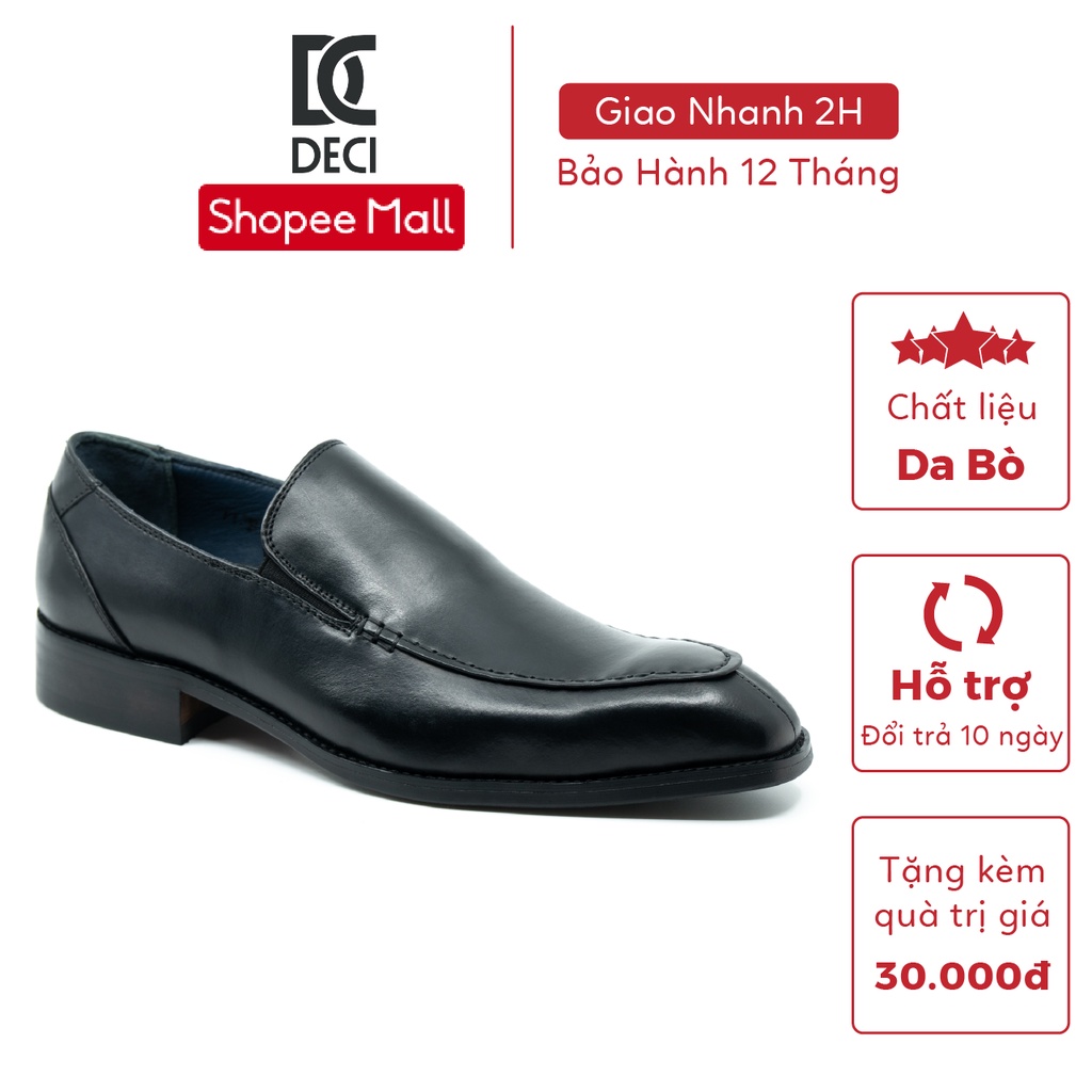 Giày tây nam công sở DECI dòng giày Loafer đen BROGUE 22